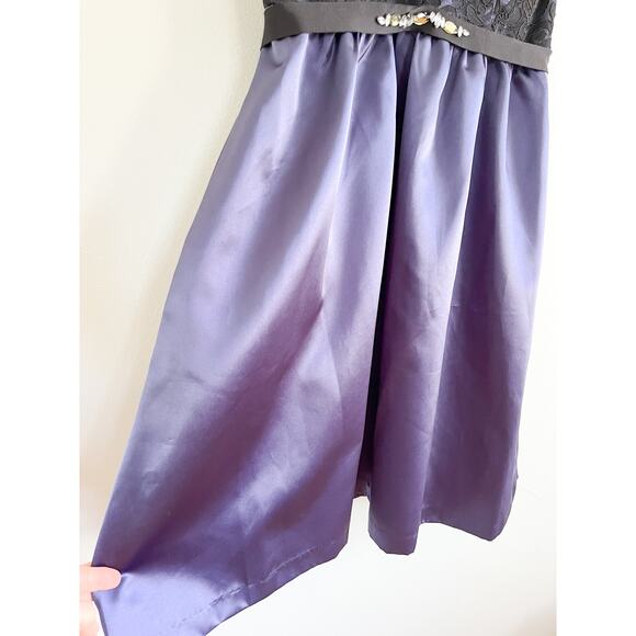 NWT | After Six | Lace Cocktail Length Dress | Amethyst Purple Black | Sz 10 - Picture 7 of 14